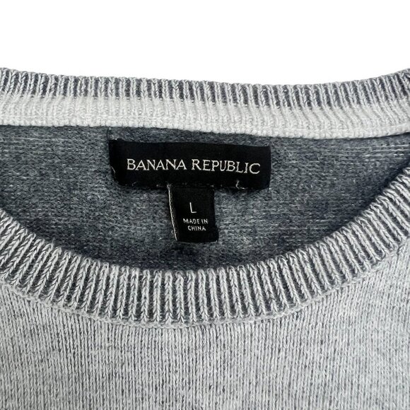 Banana Republic 100% Cotton Men's Pullover Grey Sweater Size L - Picture 3 of 9